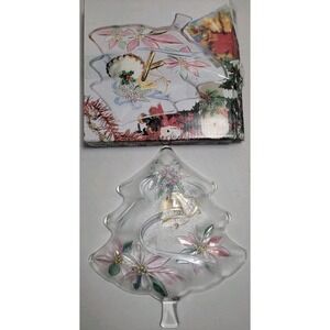 Savoir Vivre Christmas Tree Dish Serving Tray Glass 13"
